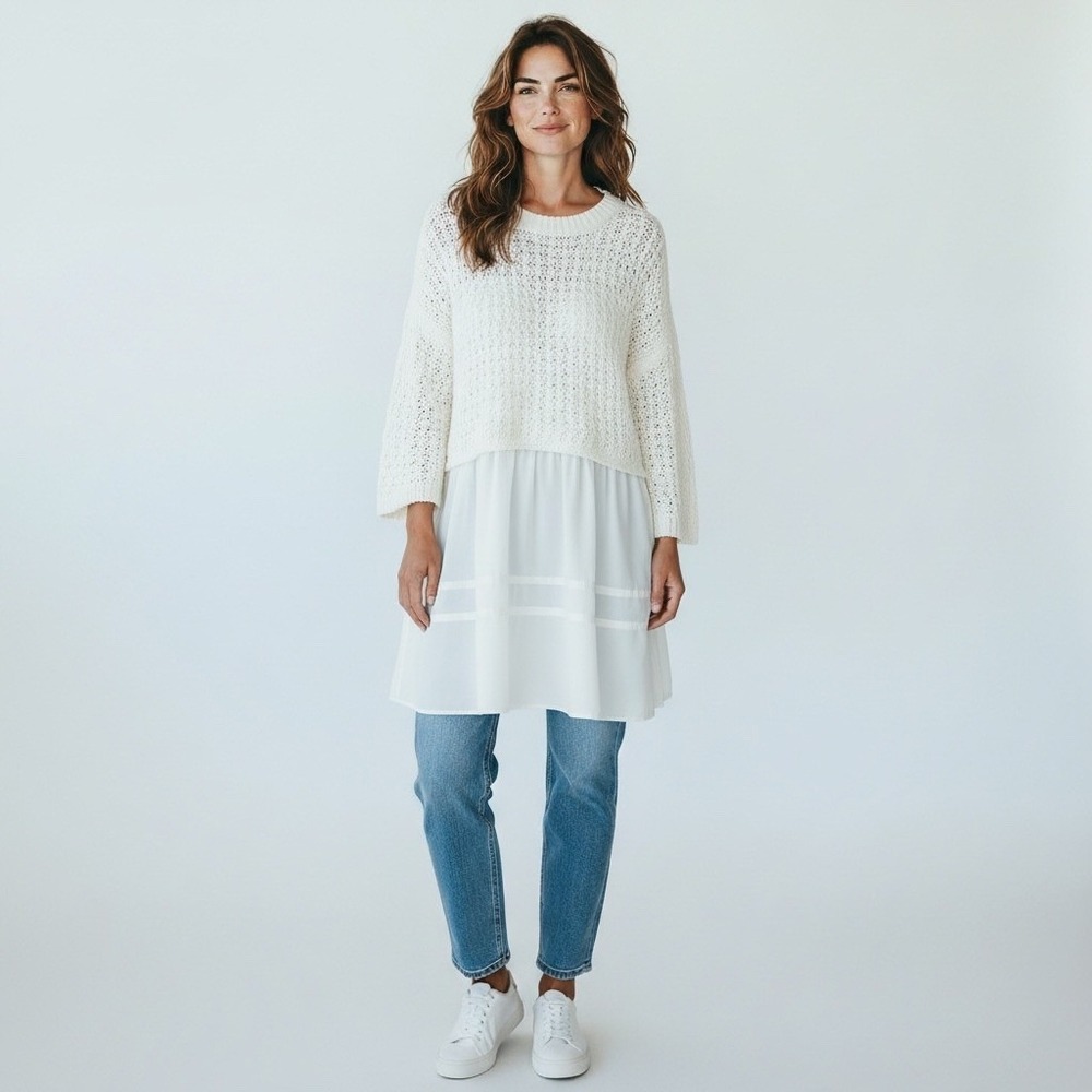 Pink Lily‎ White Lace Sweater NWT Medium
